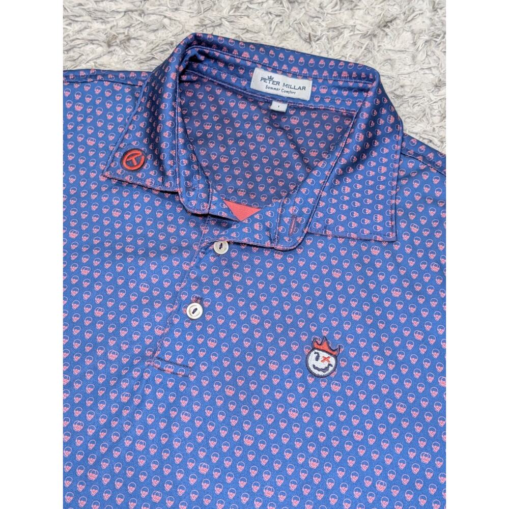 Scotty Cameron Peter Millar Jackpot Johnny Shirt Mens Sz L Blue Polo Golf Skulls